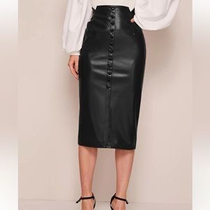 High waisted Black Lethear Skirt Tube